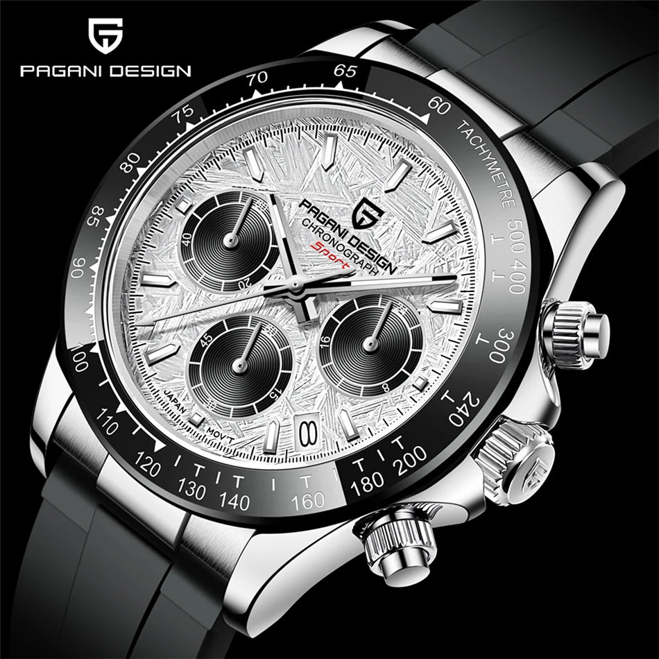 PAGANI DESIGN Men's Quartz Watches Sapphire Retro Chronograph Stainless Steel Waterproof Watch For Men's