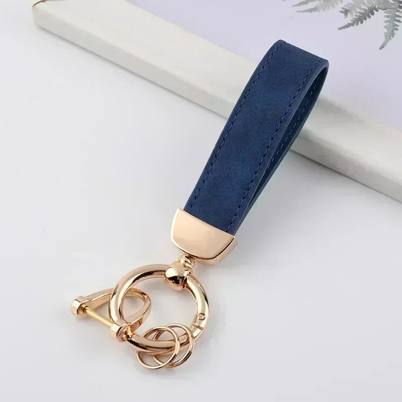 Vintage Keyring Men and Women Laser Engrave Leather Keychain