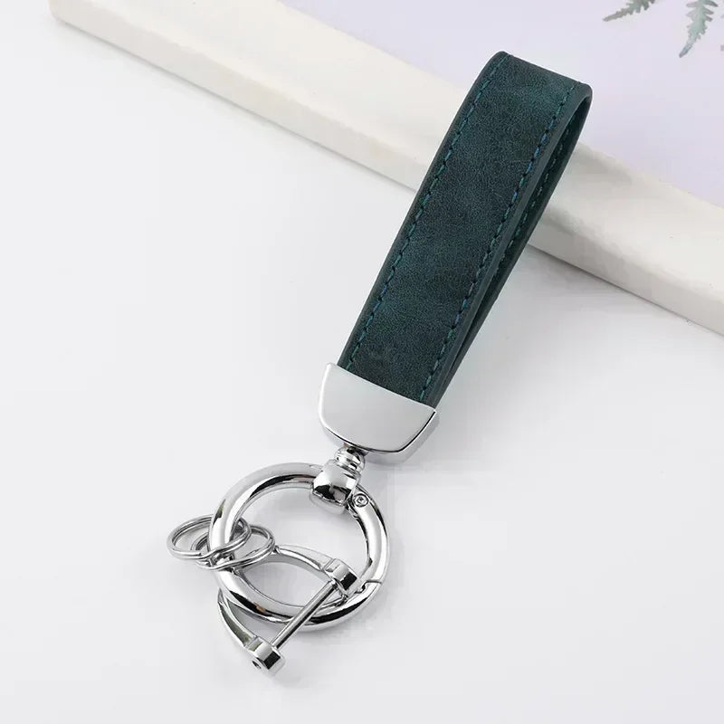 Vintage Keyring Men and Women Laser Engrave Leather Keychain