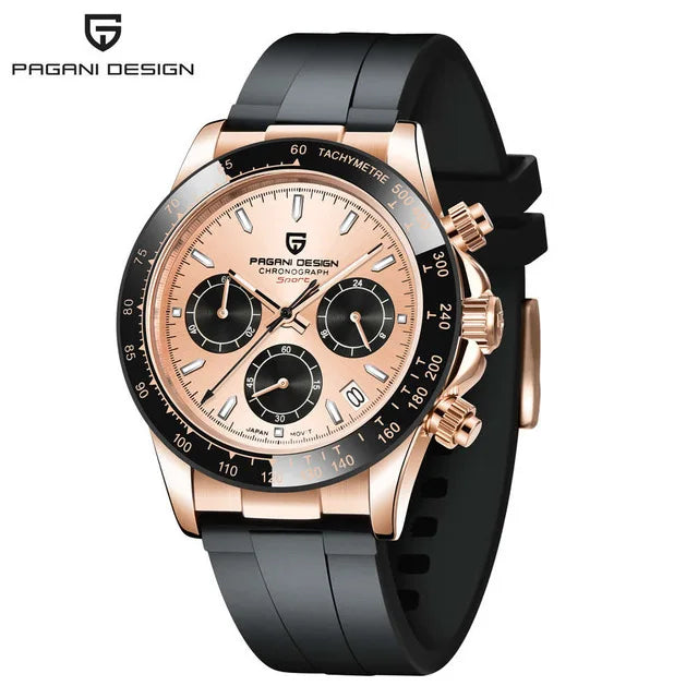 PAGANI DESIGN Men's Quartz Watches Sapphire Retro Chronograph Stainless Steel Waterproof Watch For Men's