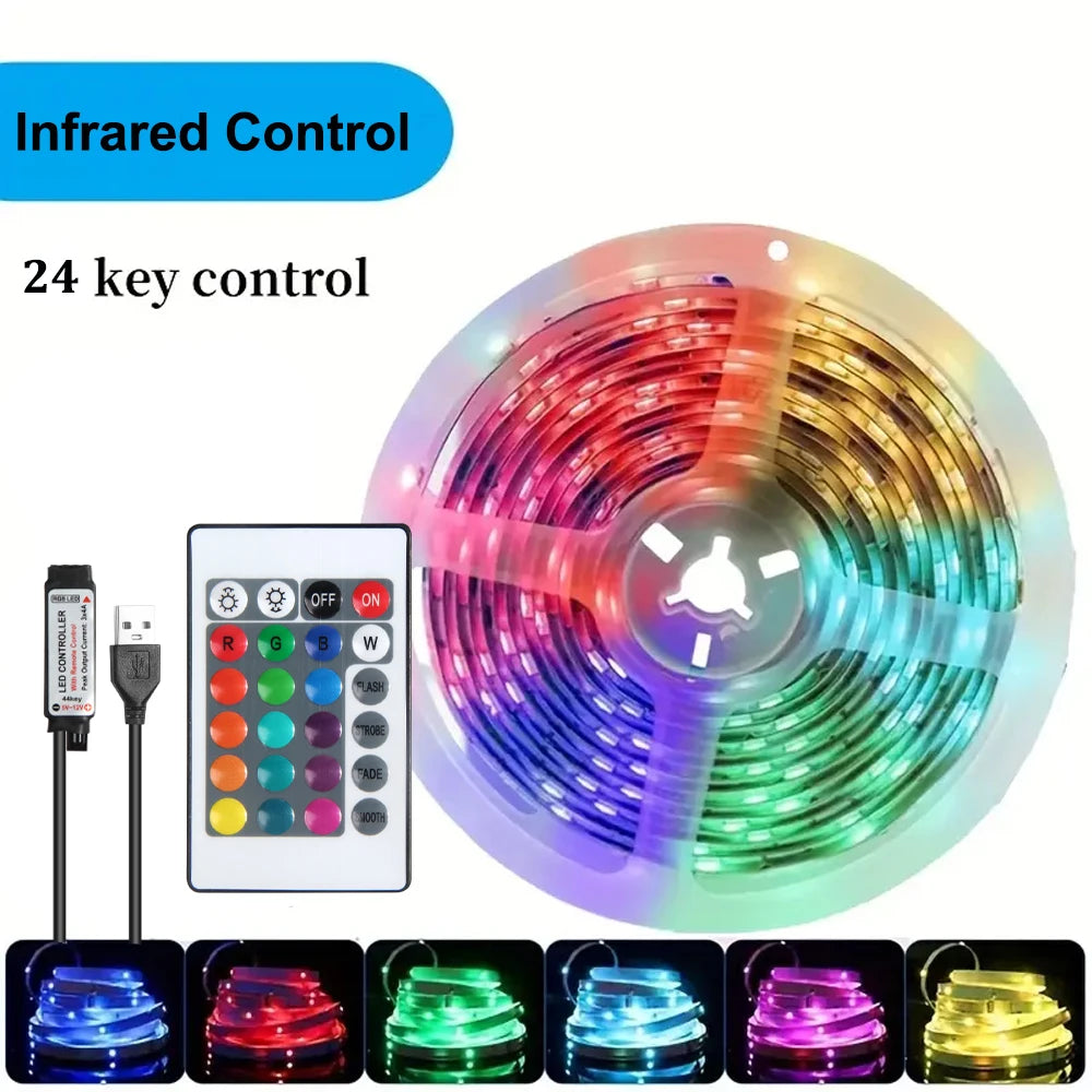 RGB USB LED Strip APP Control with 44 Key Remote Control Music Sync Suitable for Living Room, Kitchen, Esports Decoration Night
