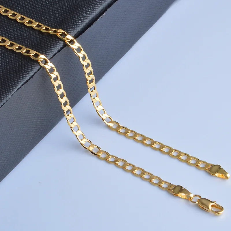 Gold tone Necklaces 925 Stamp Silver colour Classic 8MM sideways chain for Men & woman fine Jewellery