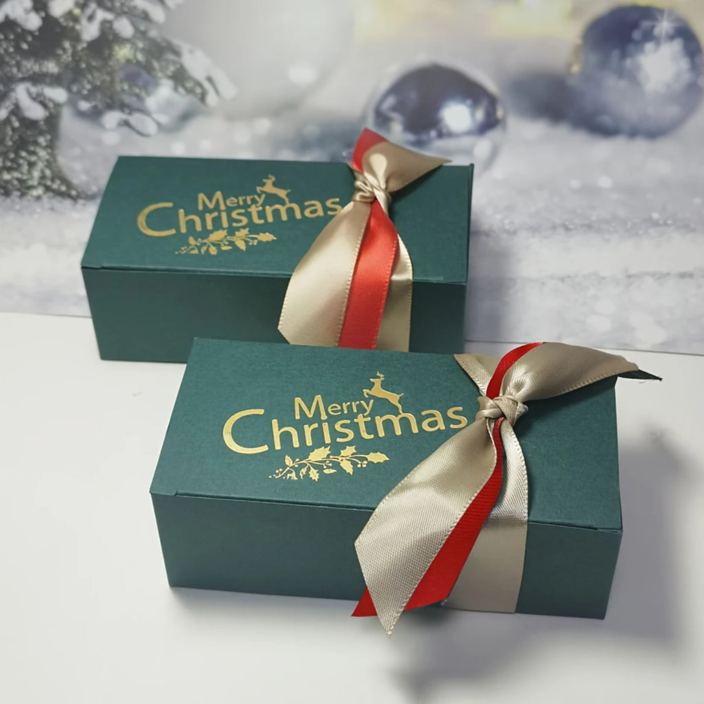 10pcs Christmas Candy Gift Boxes with Ribbon