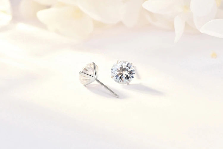 Crystal Zircon 925 Sterling Silver Earrings Cubic Zirconia Silver Stud