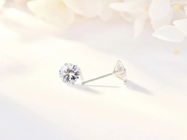 Crystal Zircon 925 Sterling Silver Earrings Cubic Zirconia Silver Stud