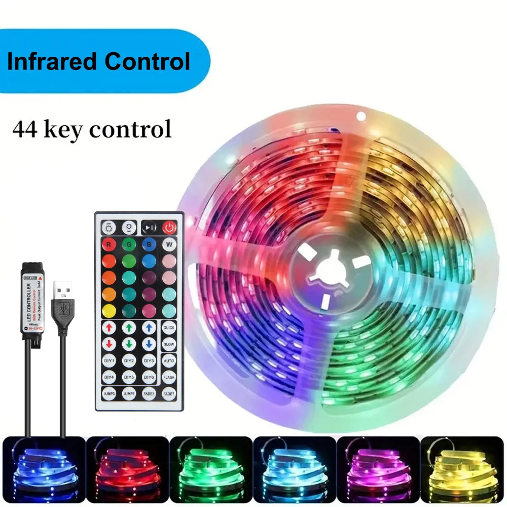 RGB USB LED Strip APP Control with 44 Key Remote Control Music Sync Suitable for Living Room, Kitchen, Esports Decoration Night