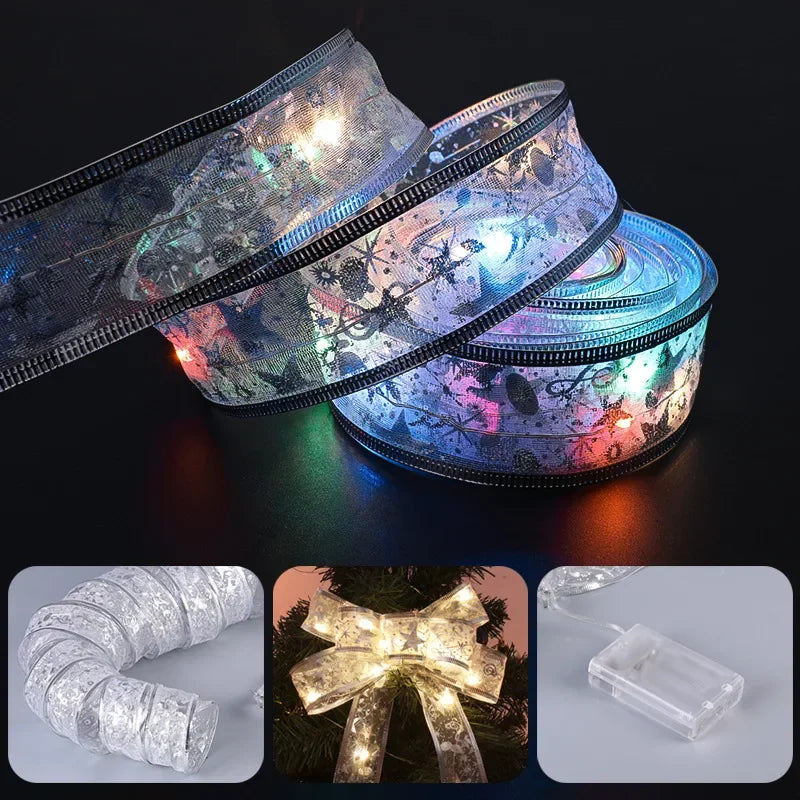 1/2/5/10M Christmas Tree Ribbon Fairy Lights