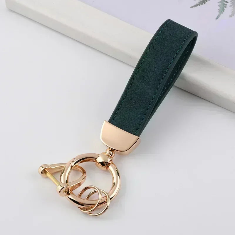 Vintage Keyring Men and Women Laser Engrave Leather Keychain