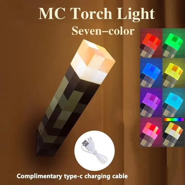 Minecraft Torch Light Brownstone LED Night Light USB Rechargeable indoor lamp