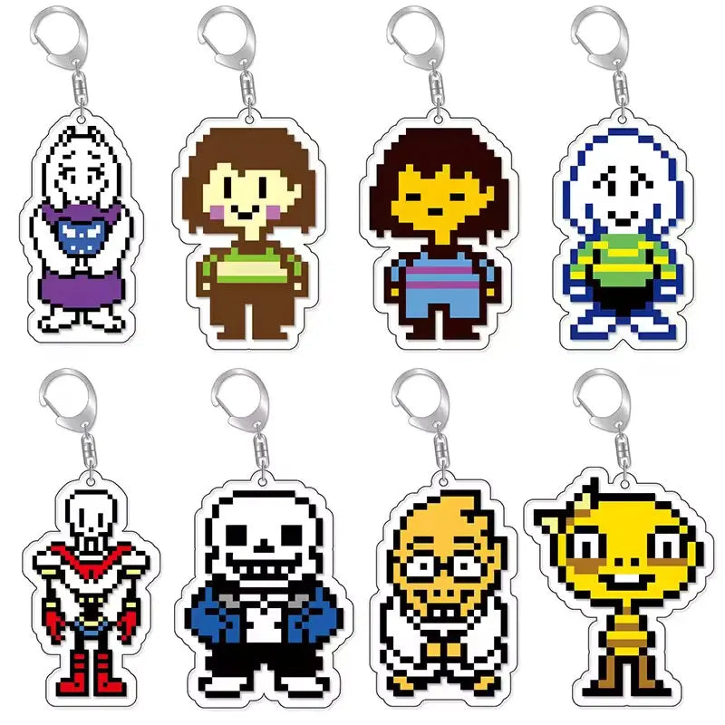 Juego Undertale Pixel llavero Cosplay Sans Flowey Papyrus Asriel colgante coche llavero bolsa accesorios dibujos animados regalo keychain