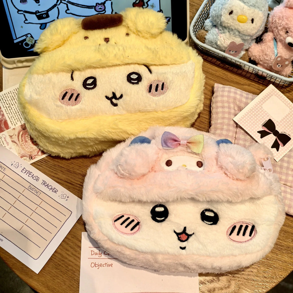 Anime Chiikawas Plush Pen Case Cartoon Usagi Hachiware Stationery Box Large Capacity Pen Case Student Stationery Birthday Gifts