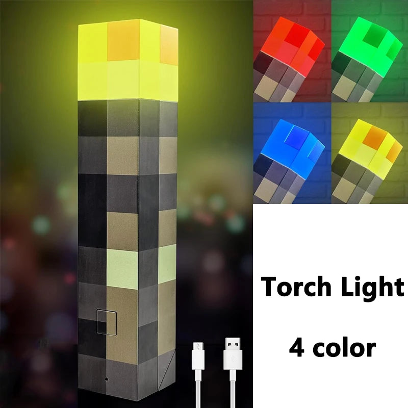 Minecraft Torch Light Brownstone LED Night Light USB Rechargeable indoor lamp
