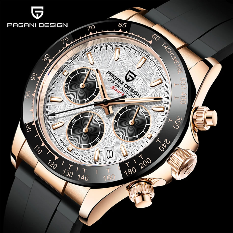 PAGANI DESIGN Men's Quartz Watches Sapphire Retro Chronograph Stainless Steel Waterproof Watch For Men's