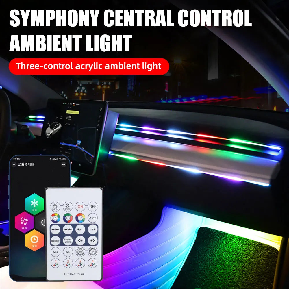 Car Ambient Lights 10 in 1 Footwell Universal RGB Atmosphere LED USB/Cigar Lighter connector APP Control
